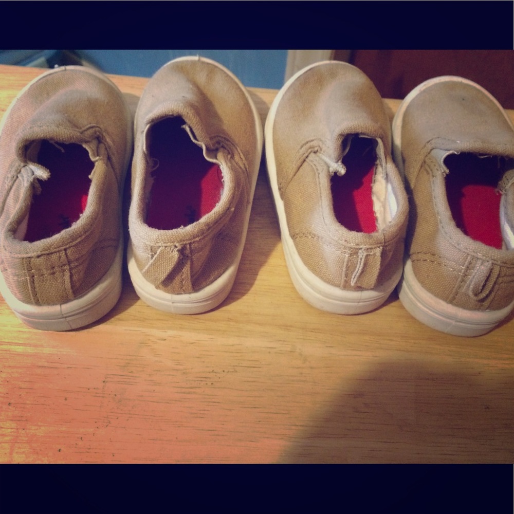 2 pairs of slide on canvas shoes for boys